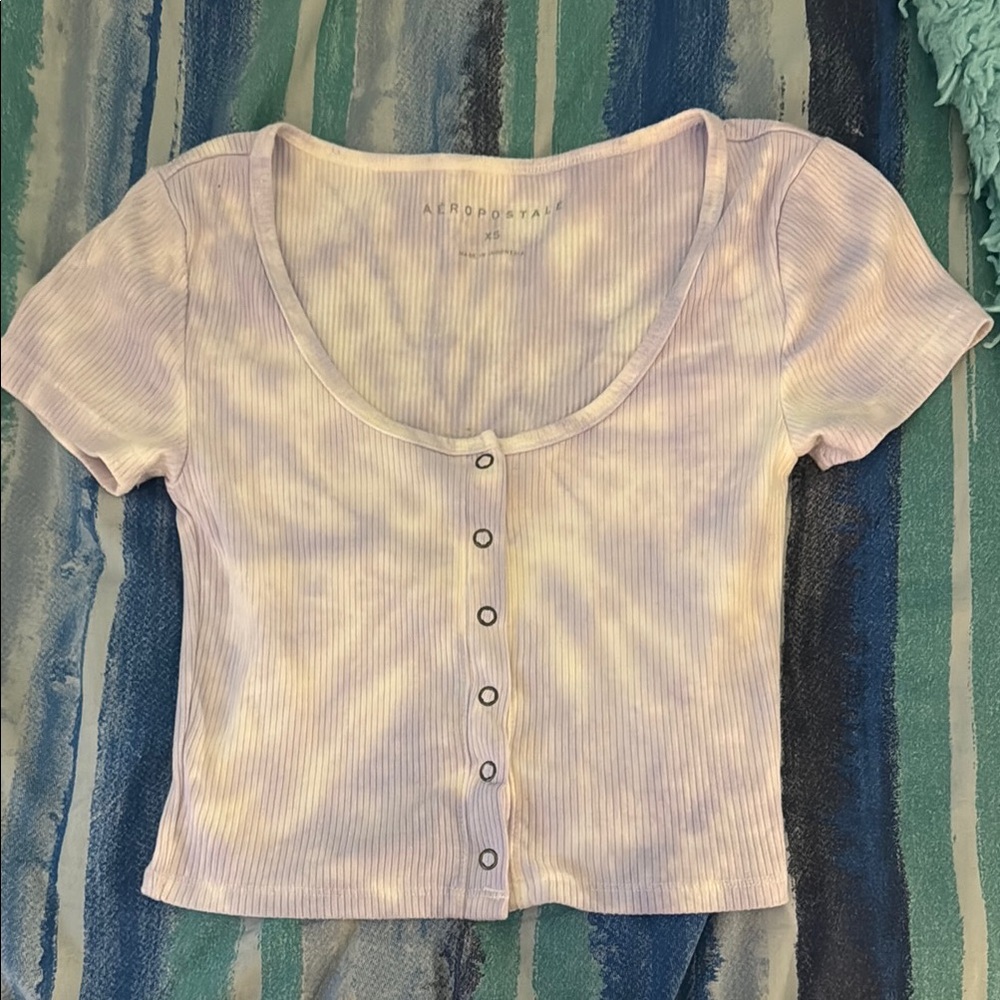 Aeropostale Women's Cream Button-Up Top